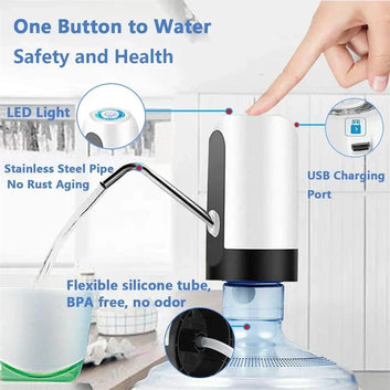 Portable Water Dispenser Electric Pump Usb Charge Water Pump For Gallon Bottle With Extension 